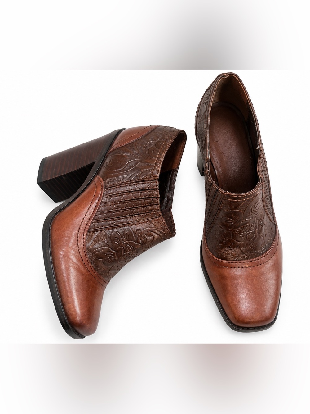 Antonio Melani Women’s Brown Leather Western-Inspired Ankle Boots 6